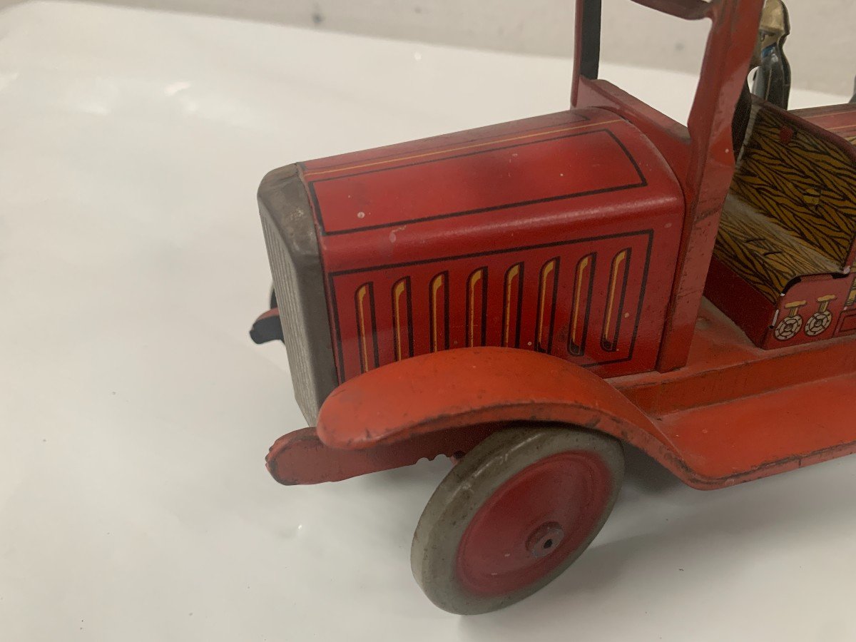 Antique Toy "large Ladder Fire Truck" 20th Century-photo-6