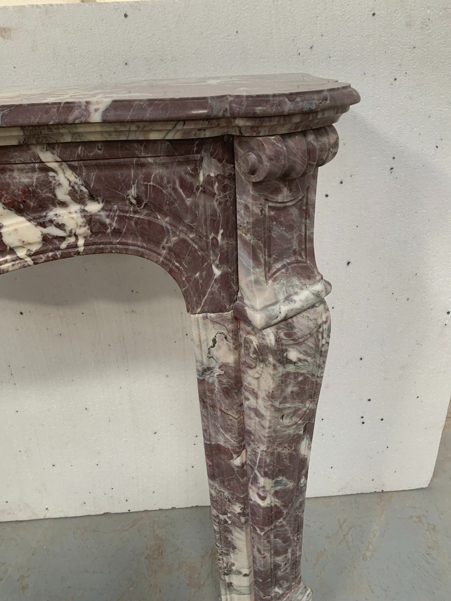 Louis XV Style Fireplace Pompadour Mode In "peach Blossom Marble" 20th Century-photo-4