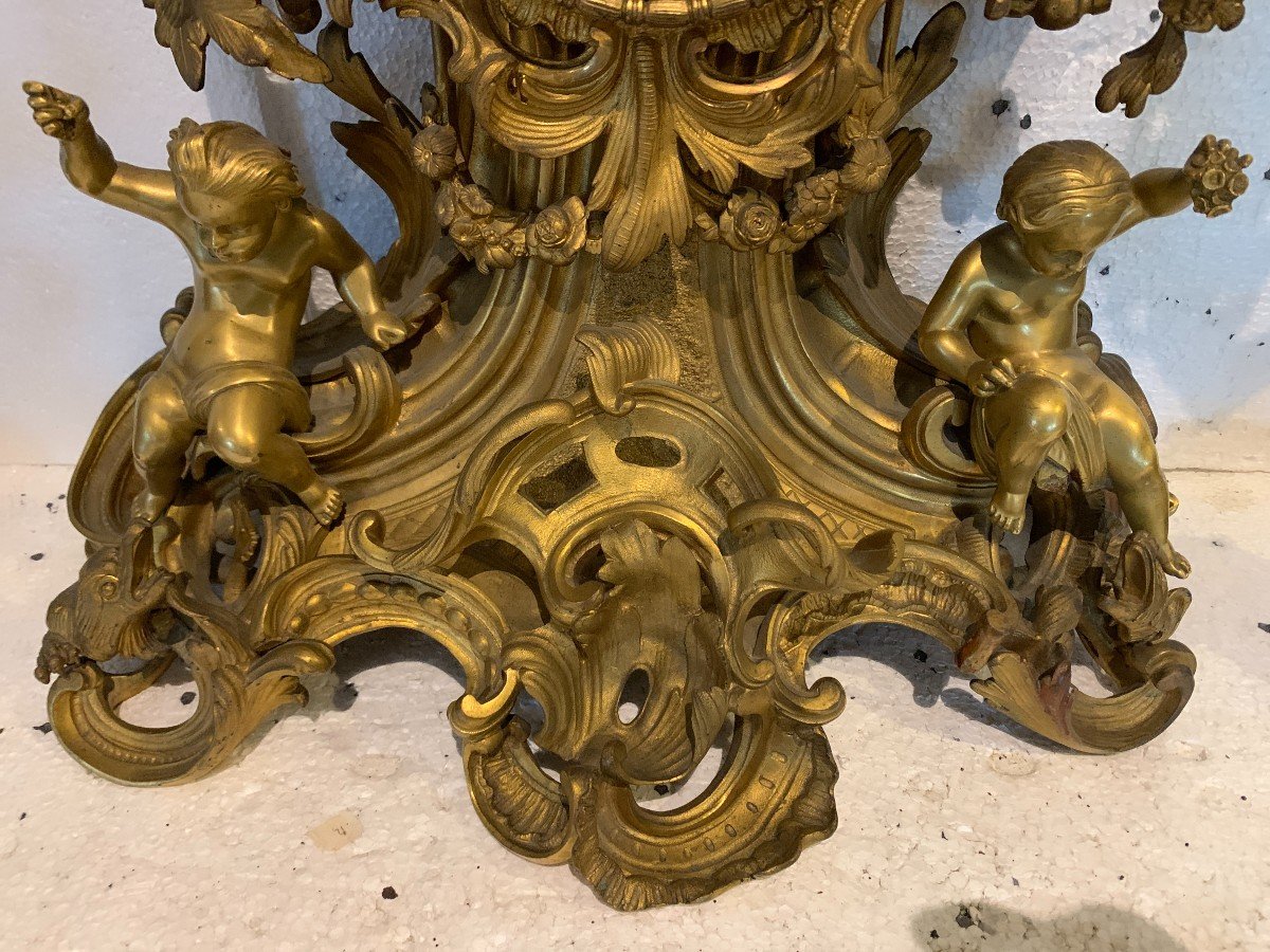 Louis XV Style Fireplace Trim In Gilded Chiseled Bronze 19th Century-photo-4