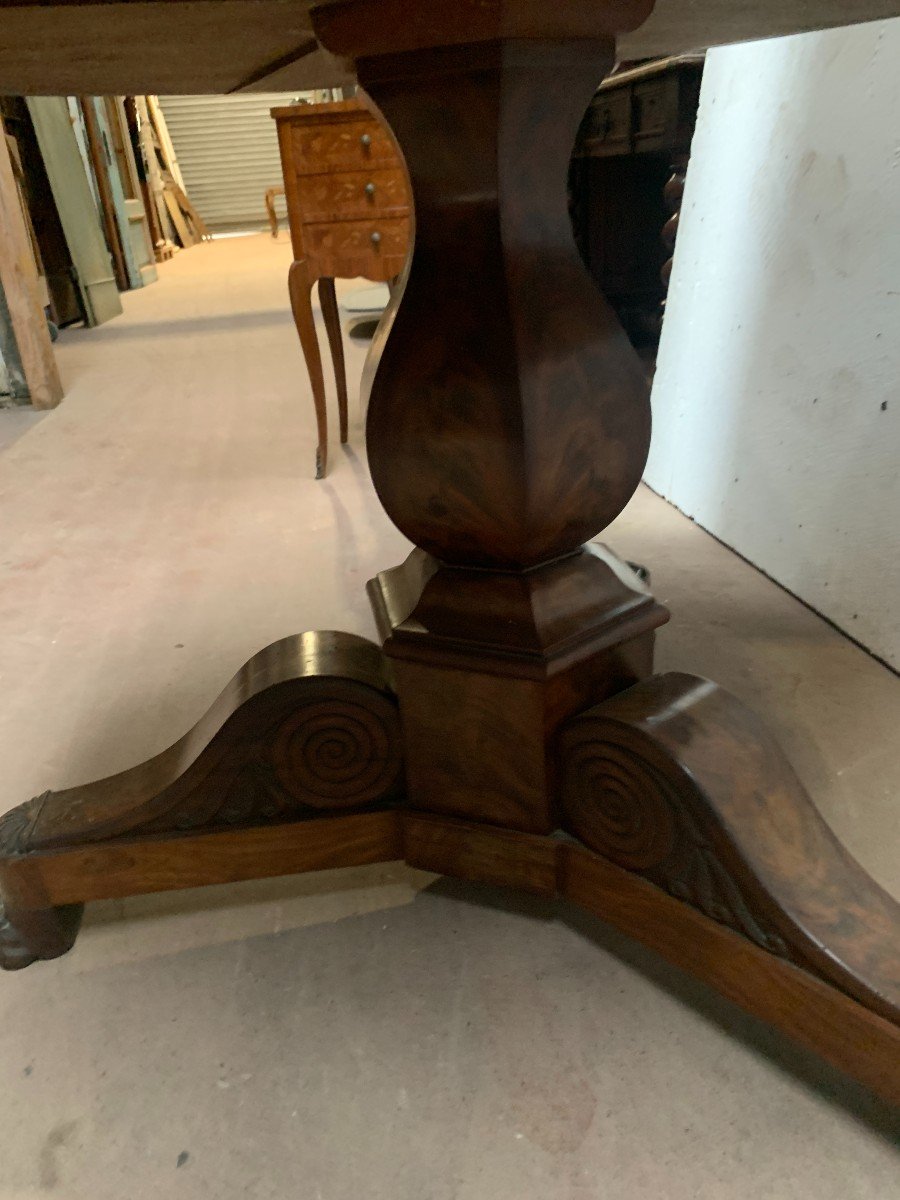 Empire Style Pedestal Table In Mahogany And Marble, 19th Century -photo-3