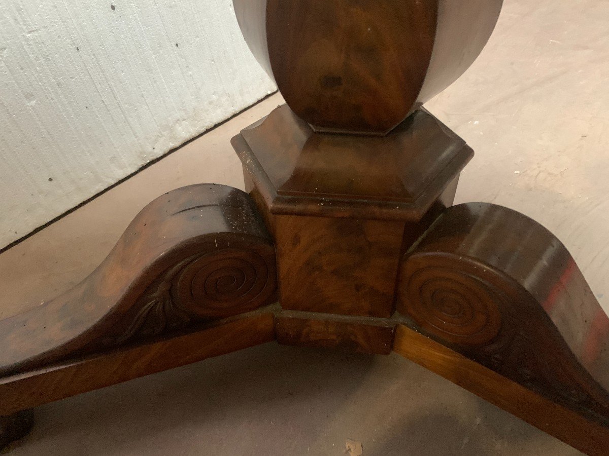 Empire Style Pedestal Table In Mahogany And Marble, 19th Century -photo-5