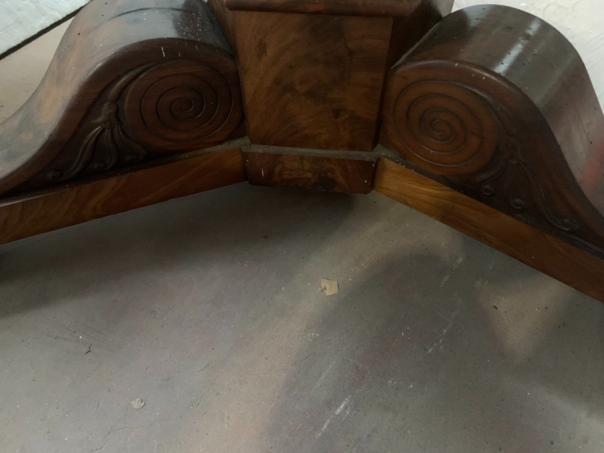 Empire Style Pedestal Table In Mahogany And Marble, 19th Century -photo-6