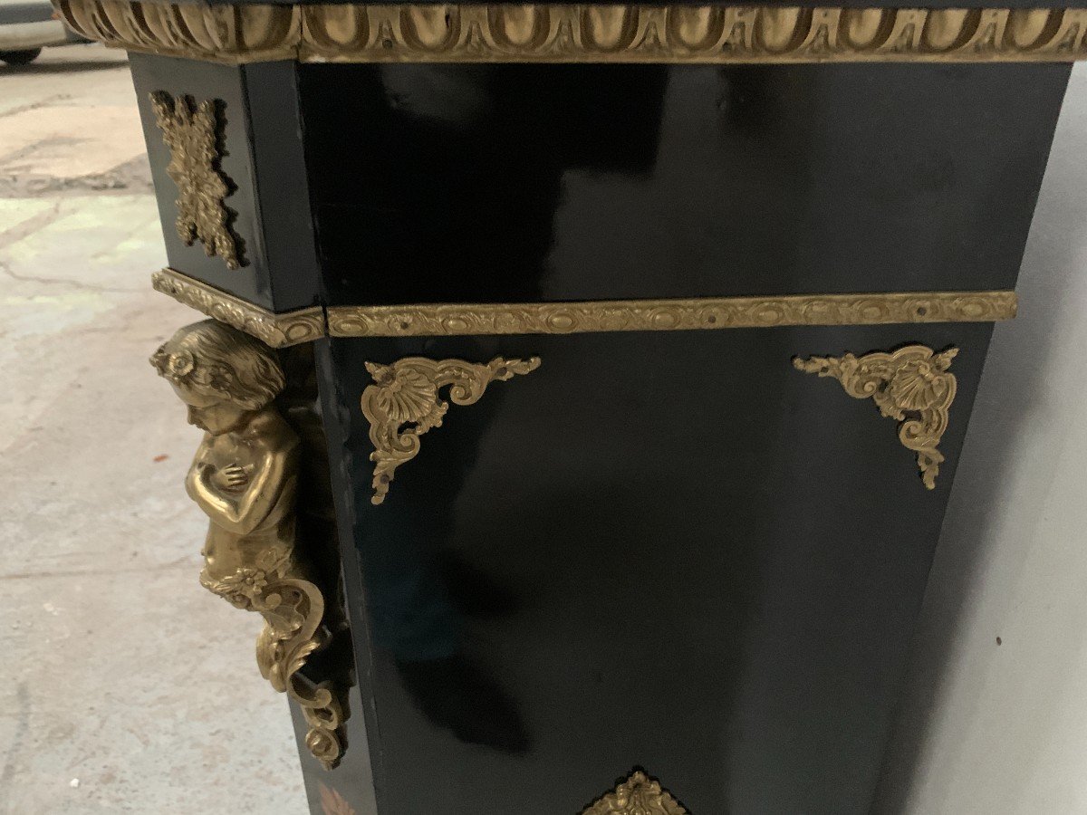 Napoleon III Furniture In Black Wood And Light Wood Marquetry 19th Century-photo-5