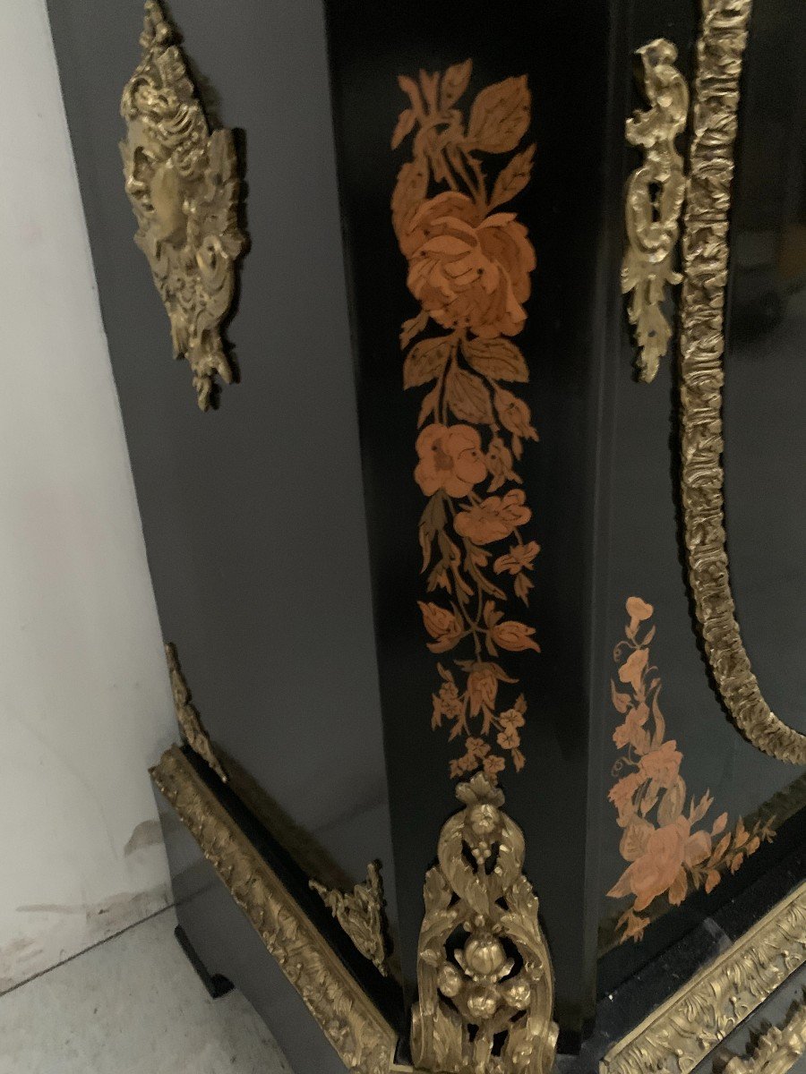 Napoleon III Furniture In Black Wood And Light Wood Marquetry 19th Century-photo-8