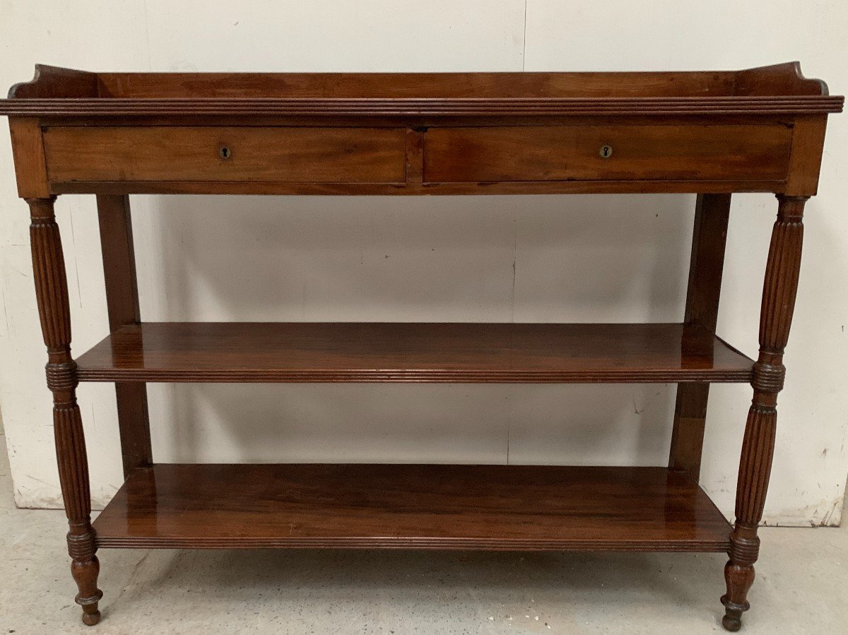 Louis Philippe Console In Mahogany And Veneer, 19th Century-photo-2