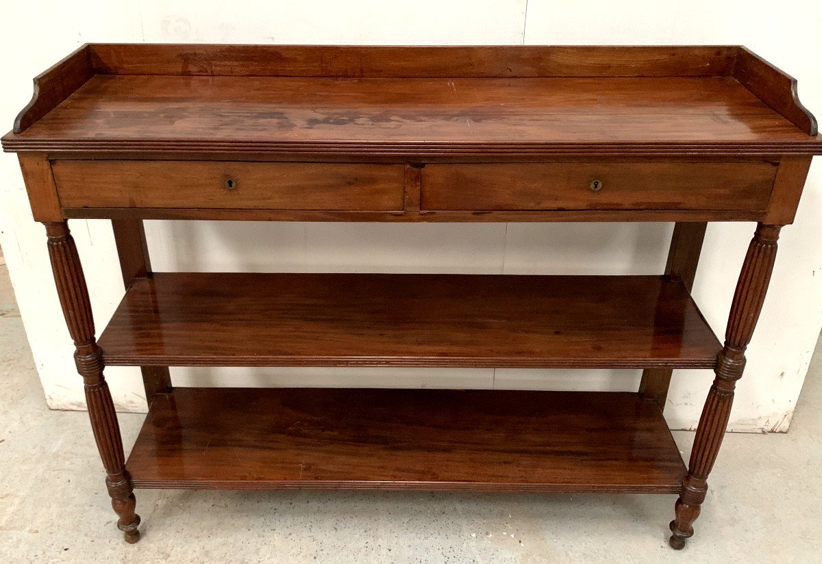 Louis Philippe Console In Mahogany And Veneer, 19th Century