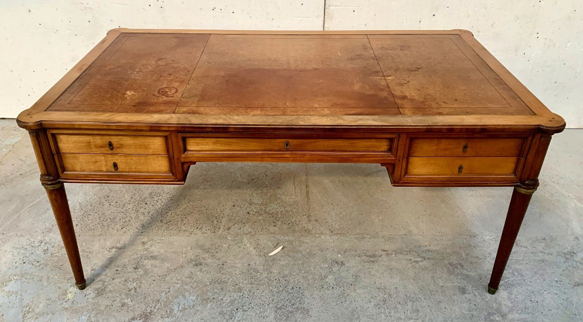 Louis XVI Style Desk In Mahogany And Veneer, 20th Century