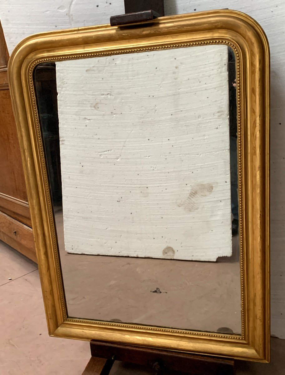 Louis Philippe Mirror In Wood And Patinated Stucco, 19th Century