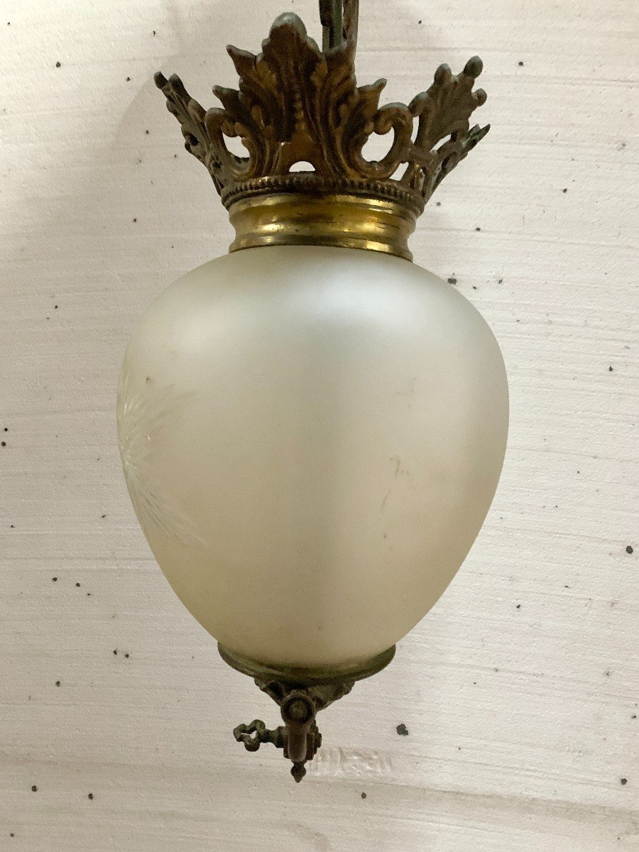 20th Century Cut Glass And Bronze Mounted Hall Lantern-photo-4