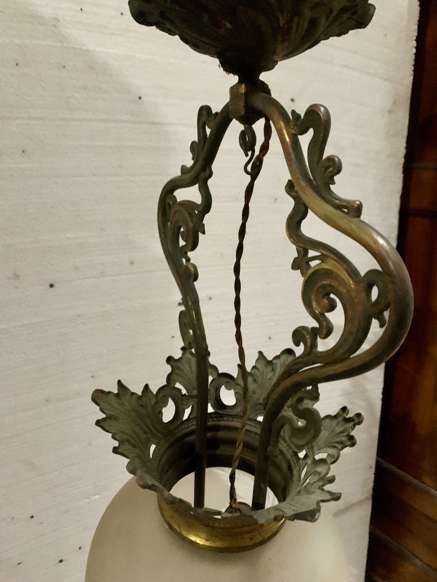 20th Century Cut Glass And Bronze Mounted Hall Lantern-photo-1