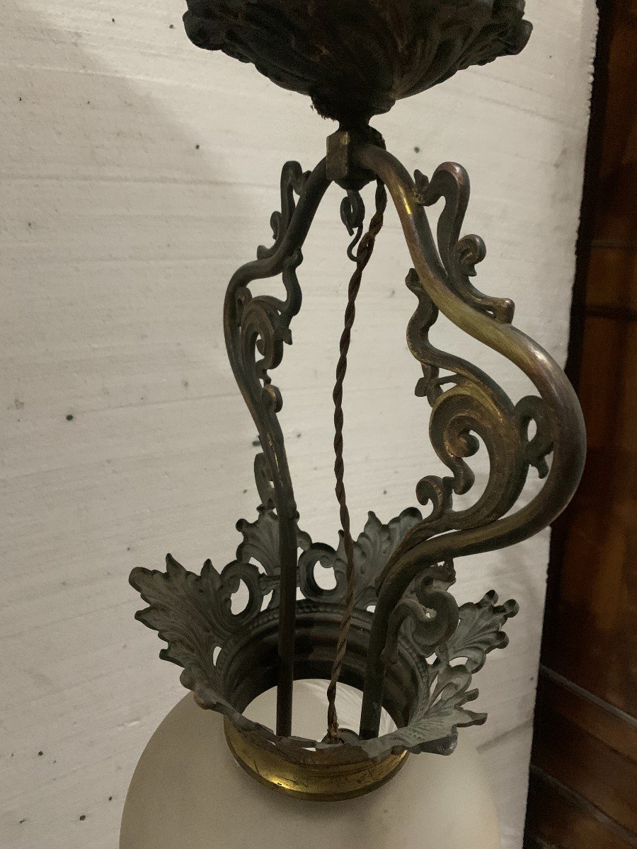 20th Century Cut Glass And Bronze Mounted Hall Lantern-photo-3