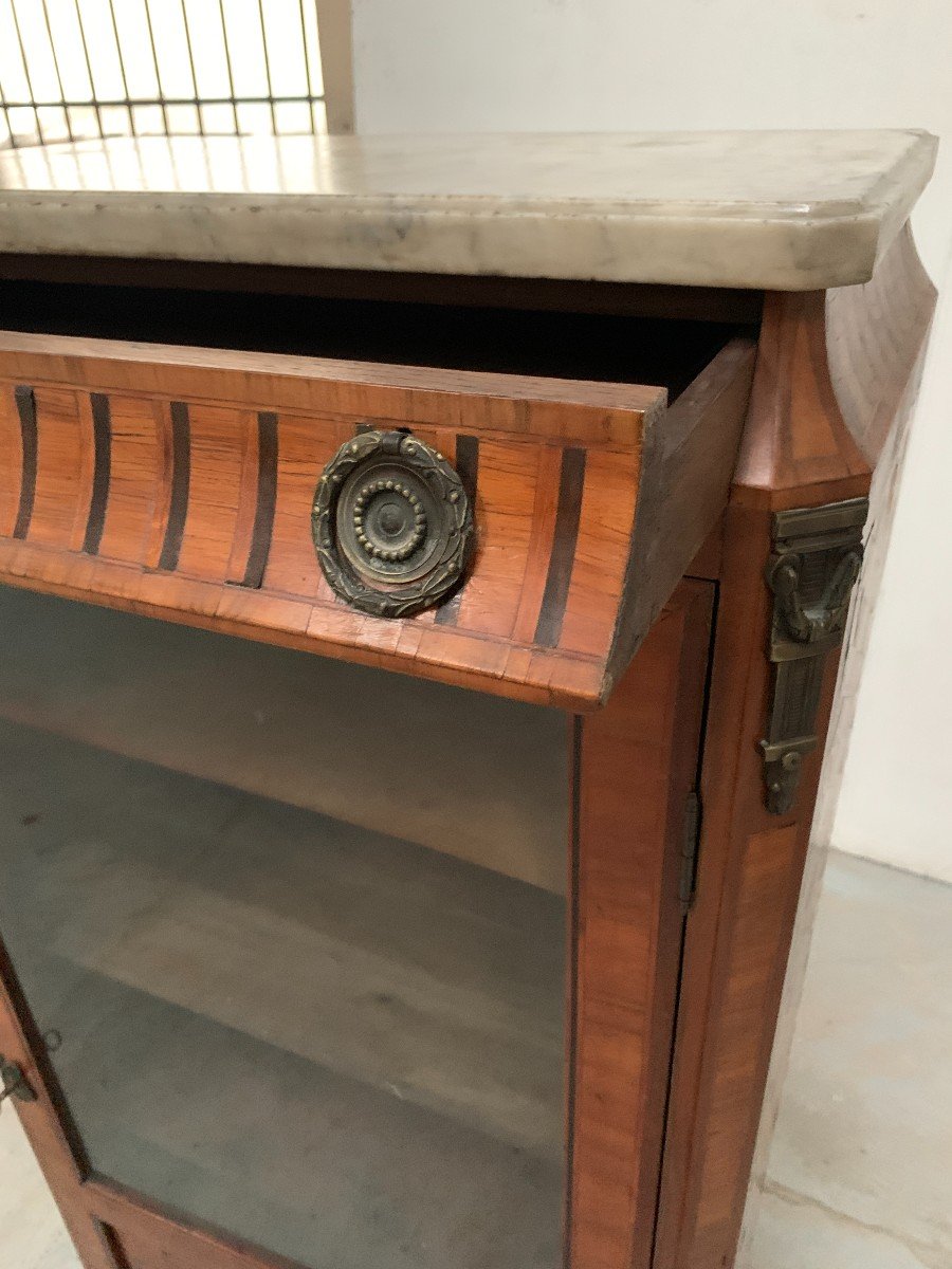 Louis XVI Style Single Door Display Cabinet In Wood Marquetry 20th Century-photo-2