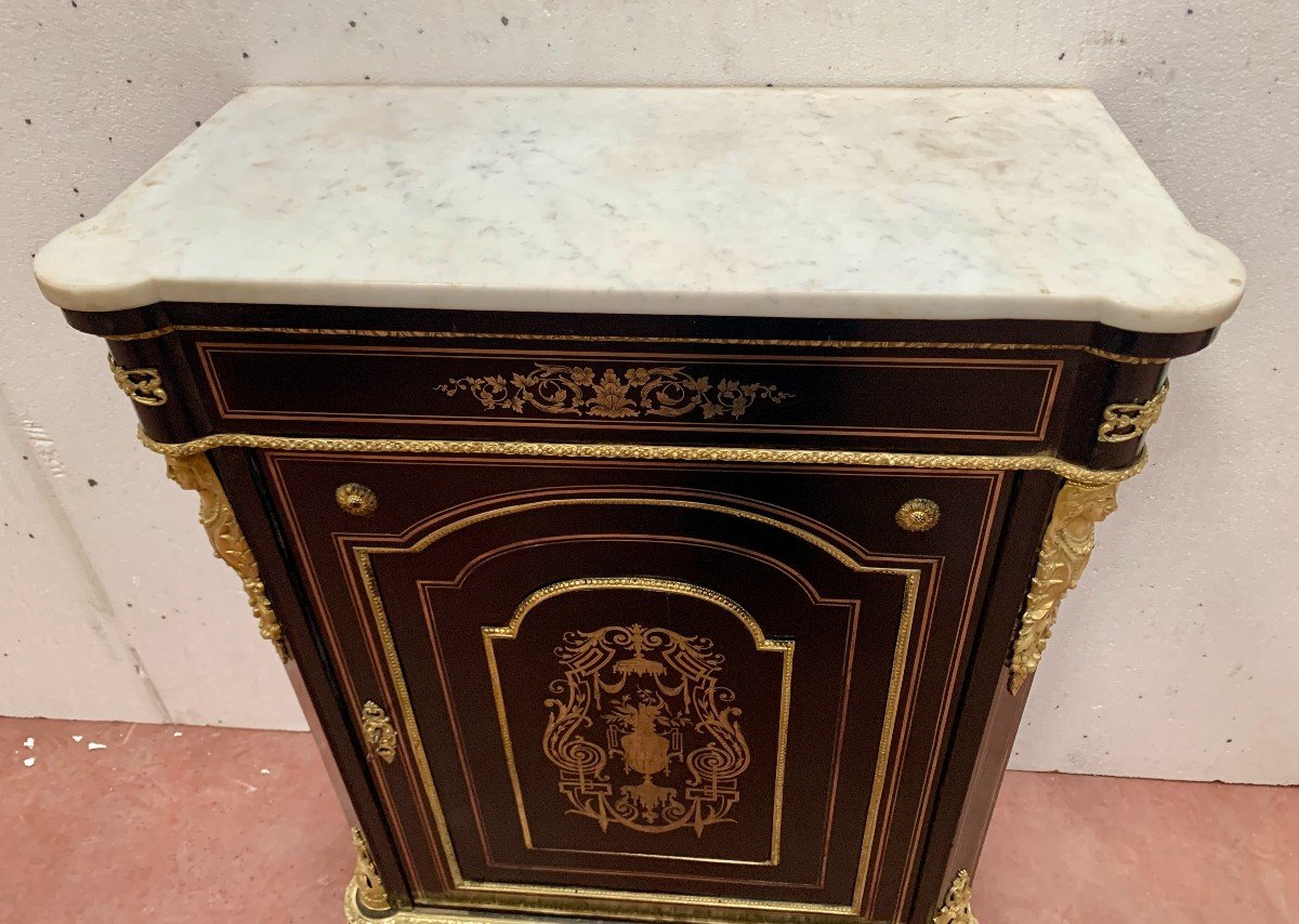 Napoleon III Style Wood And Brass Marquetry Sideboard, 19th Century  -photo-2