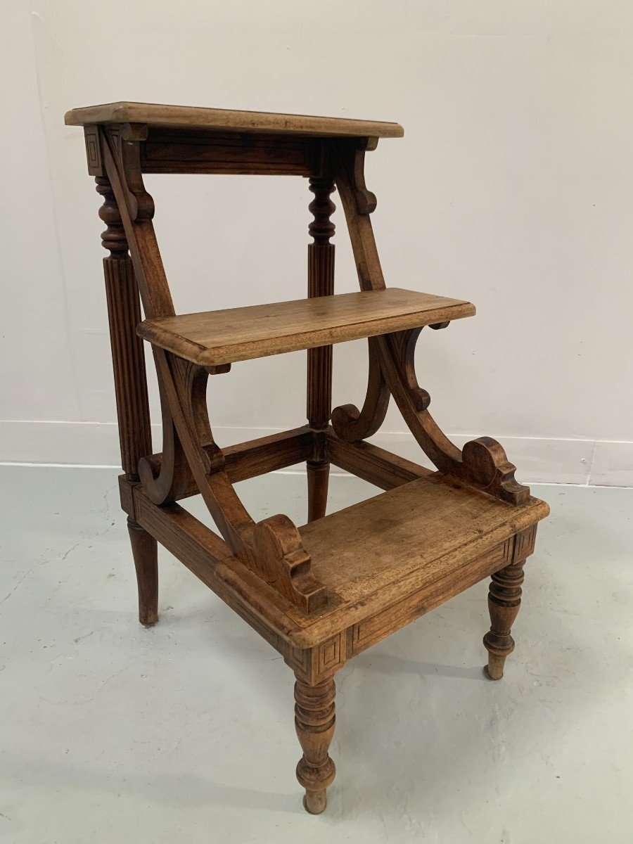 19th Century Stained Wood Library Staircase-photo-2