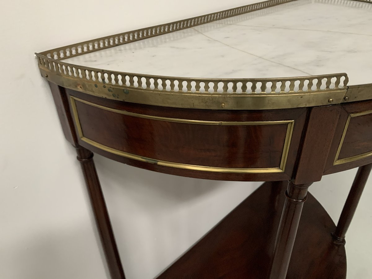 Louis XVI Style Half Moon Console Table In Mahogany, 19th Century-photo-2