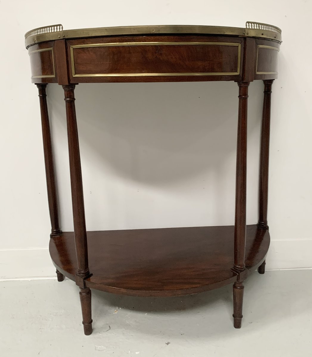 Louis XVI Style Half Moon Console Table In Mahogany, 19th Century-photo-1