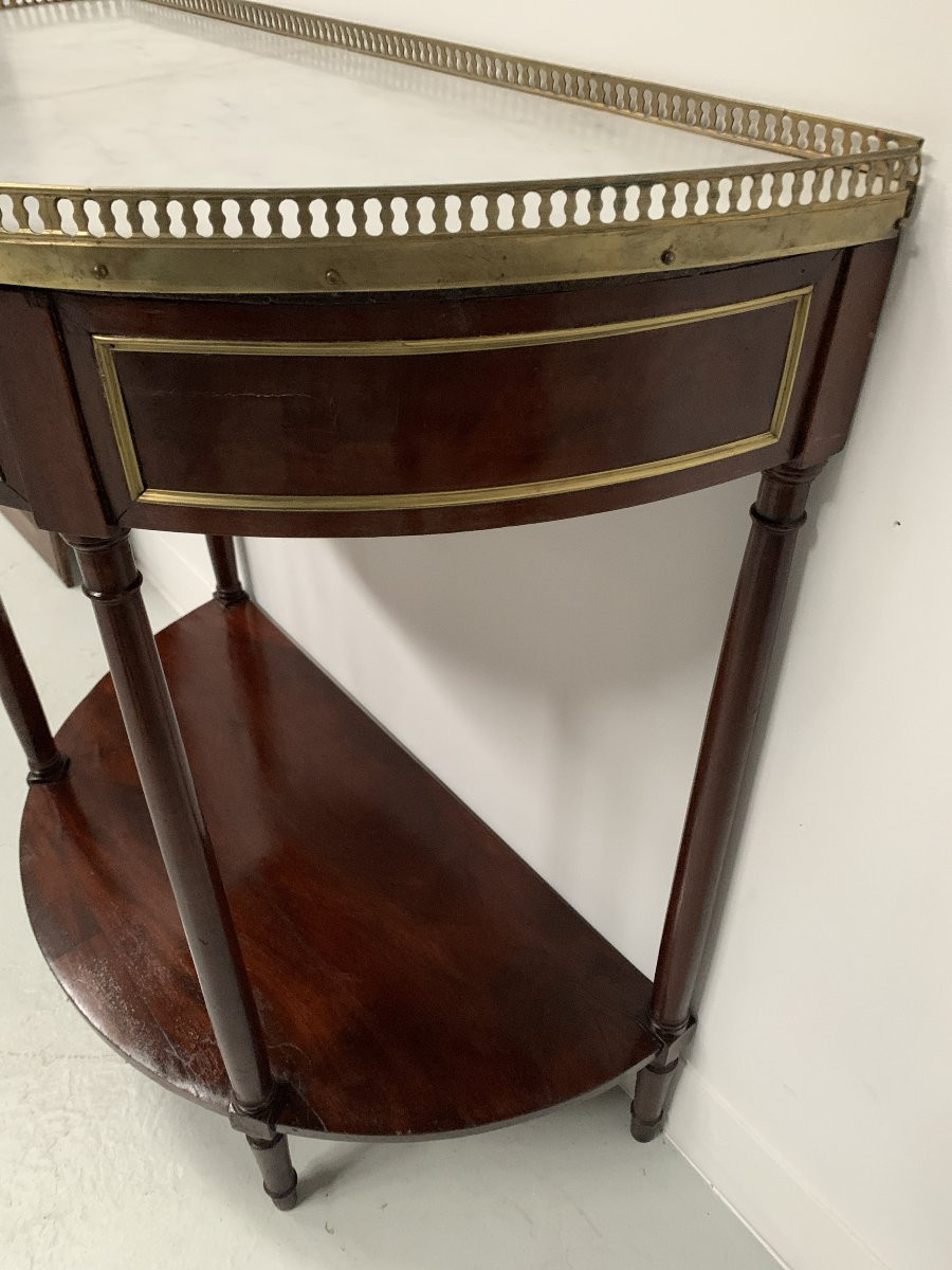 Louis XVI Style Half Moon Console Table In Mahogany, 19th Century-photo-4