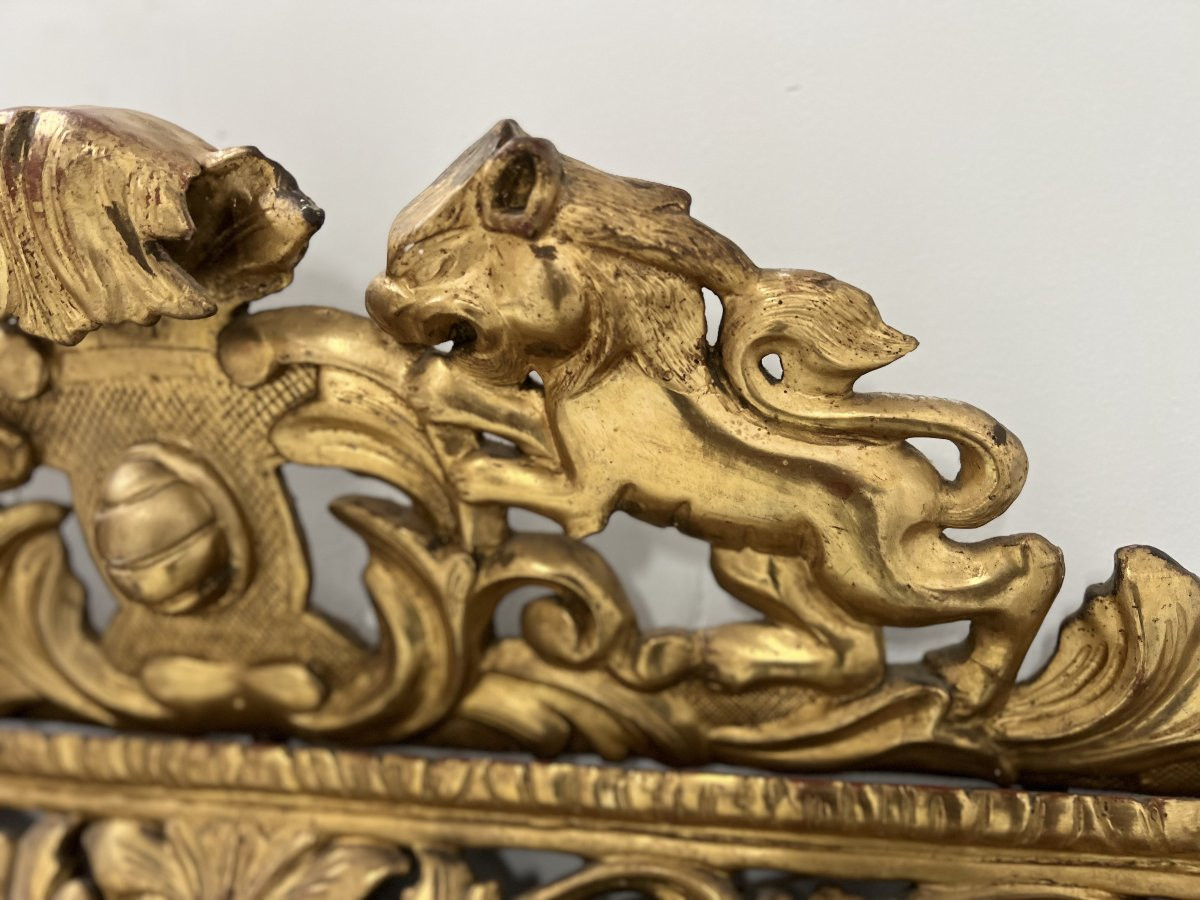Louis XIV Style Mirror With Pare Closes In Wood And Gilded Stucco, 19th Century-photo-2