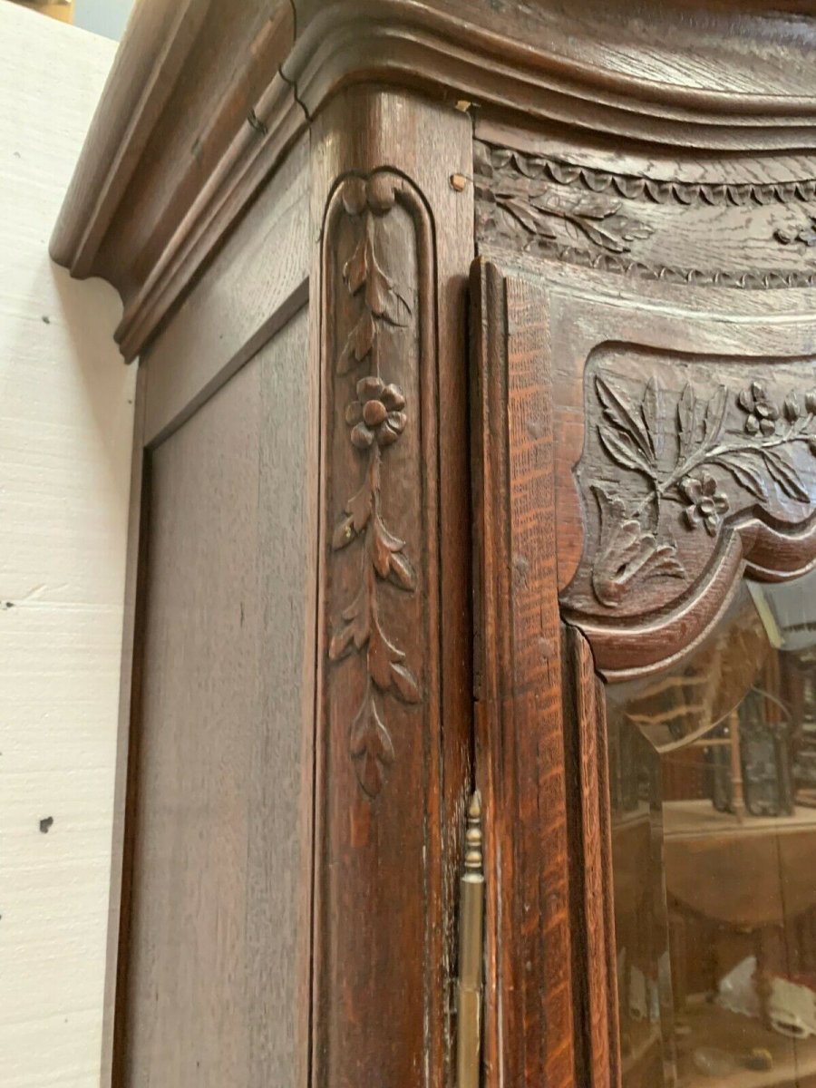 Armoire De Mariée En Chêne Sculpté Vitrine Deux Portes XIX Siècle-photo-1