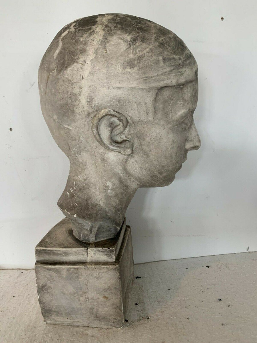 Bust Of A Young Man In Plaster Signed Gerard Choain XX Century-photo-2