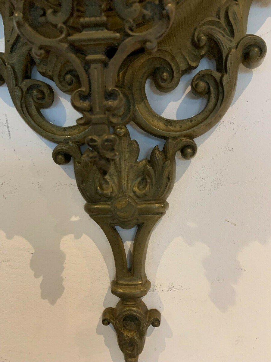 Cartel Applique In Chiseled Bronze With Mascaron Decor XIX Century-photo-2