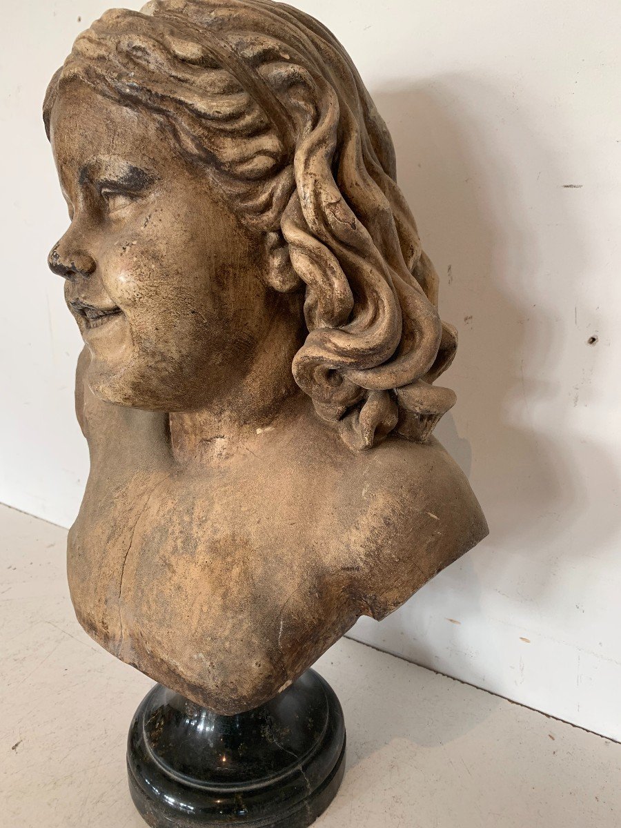 Rousseau Théophile Bust Of A Young Girl In Terracotta XX Century-photo-4