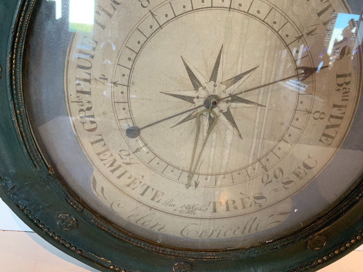 Louis XVI Barometer In Patinated Wood XIX Century-photo-2