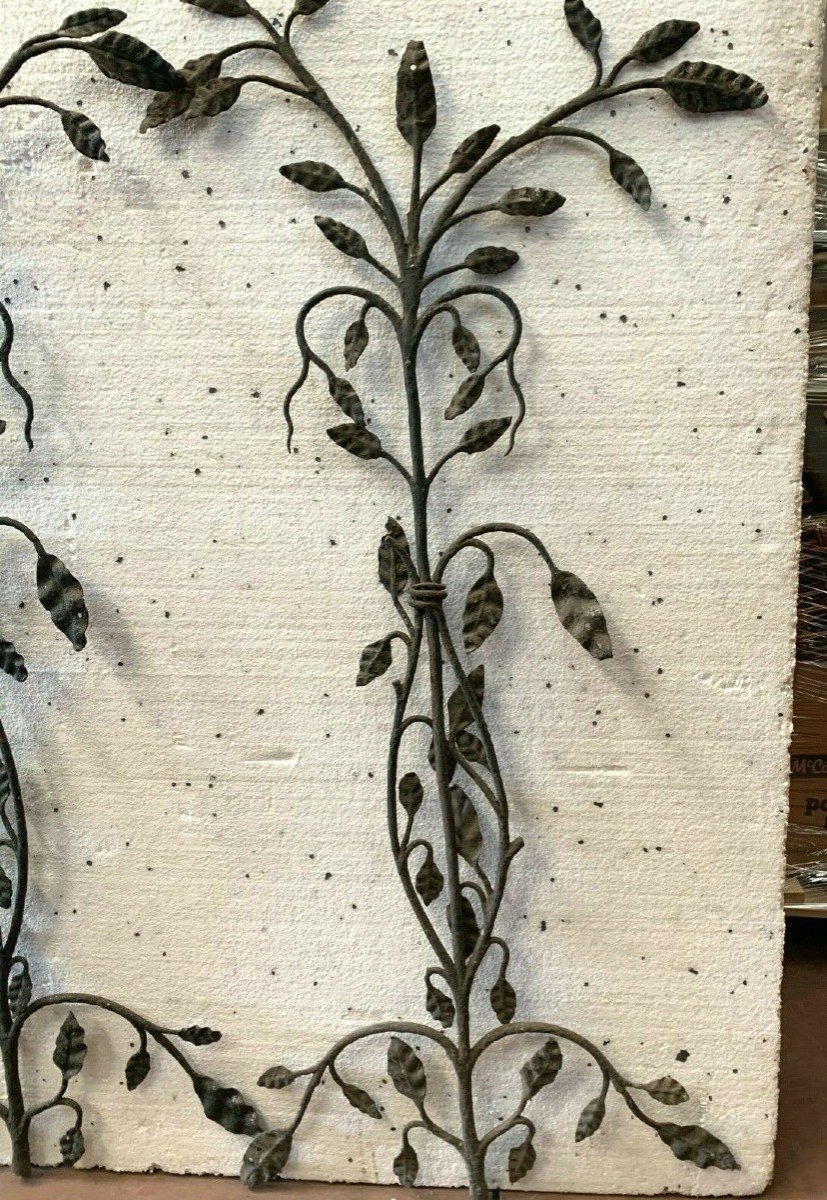 Decorative Elements In Wrought Iron With A Floral Motif, 20th Century-photo-4