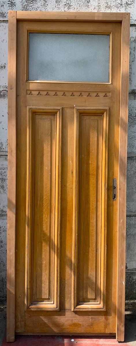 Art Deco Passage Door In Patinated Fir XX Century-photo-1