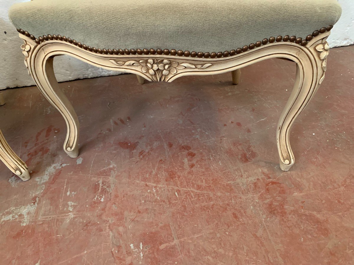 Pair Of Louis XV Style Convertible In Patinated Beech XX Century-photo-3