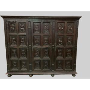 20th Century Renaissance Style Three-door Storage Cabinet