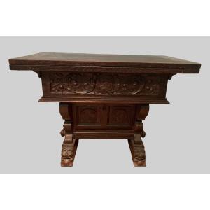 Console Table In Carved Oak XX Century