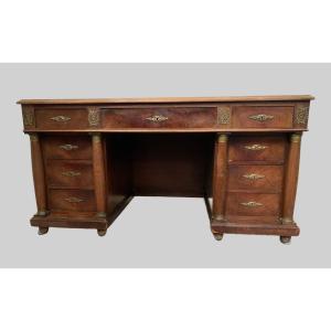 Empire Style Coffered Desk In Mahogany And Veneer XX Century