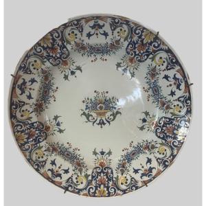 Large Round Dish In Earthenware From Rouen XIX Century