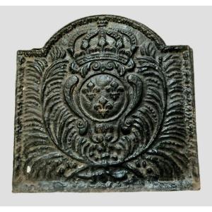 Fireplace Plate In Cast Iron Fleurs De Lys Crowned XIX Century