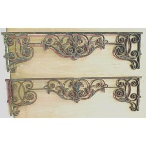 Pair Of Cast Iron Balcony Grilles XX Century