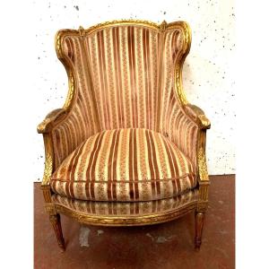 Bergère A Louis XVI Style Cushion In Golden Wood XX Century