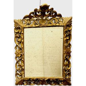 Mirror In Golden Wood With Openwork Sculpture 19th Century
