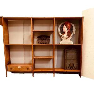 Modular Bookcase In Solid Fir 20th Century