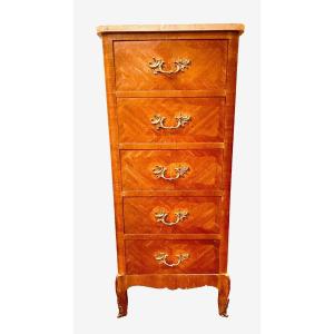 Louis XV Style Chiffonier In Inlaid Wood XX Century