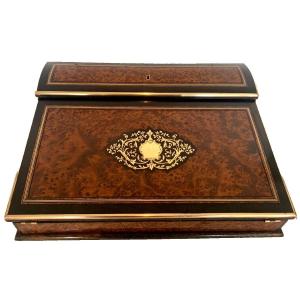 Napoleon III Writing Desk In Marquetry And Cedar Burl 19th Century