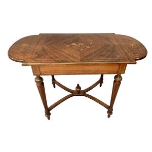 Table Bureau De Style Napoléon III A Plateau Marqueté XX Siècle