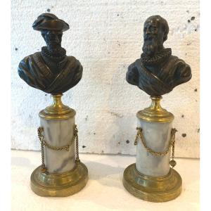 Pair Of Bronze Busts Of Napoleon III, 19th Century