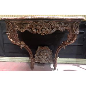 Console Louis XV En Bois Sculpté Et Patiné Epoque XVIII Siècle