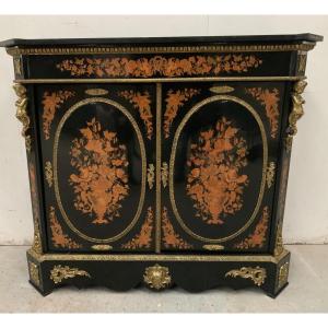 Meuble Napoléon III En Bois Noir Et Marqueterie De Bois Clair XIX Siècle