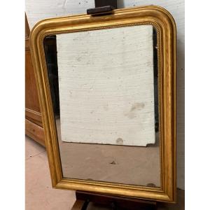 Louis Philippe Mirror In Wood And Patinated Stucco, 19th Century