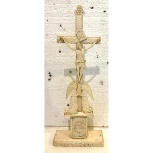 Crucifix Sculpté Objet De Dévotion XIX Siècle