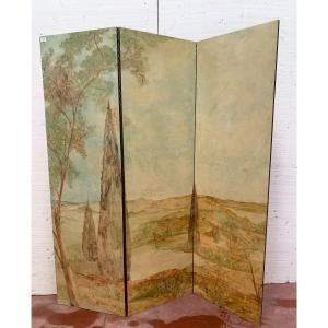 Screen With Three Painted Leaves, 20th Century