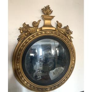 Miroir Sorcière En Bois Sculpté Doré XIX Siècle