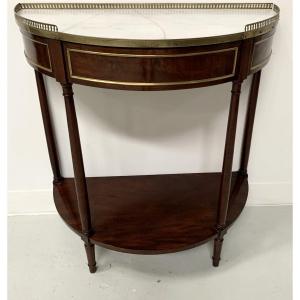 Louis XVI Style Half Moon Console Table In Mahogany, 19th Century